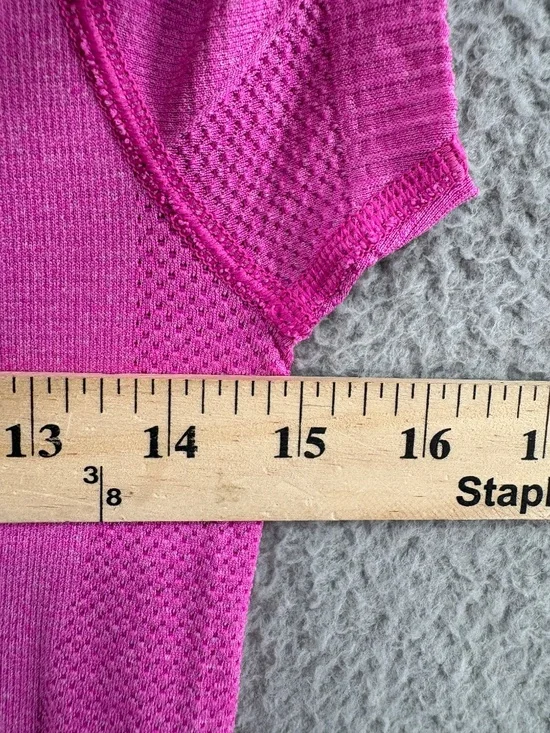 Lululemon For The Run Short Sleeve Tee Size 6 | Rare Fuchsia Pink 2018 - Picture 3 of 9